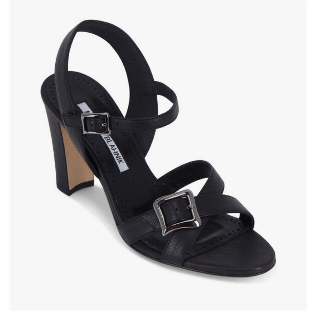 MANOLO BLAHNIK
Rioso Black Leather Buckled Sandal